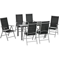 OutSunny 7-pcs - Black Patio Dining Set, 1 Table incl. 6 Chairs