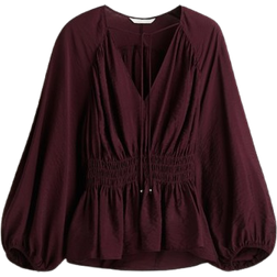H&M Smocked Blouse - Plum Red