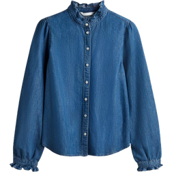 H&M Denim Blouse with Ruffle - Blue