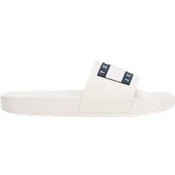 Tommy Hilfiger – Vita tofflor med flagglogga-Vit/a