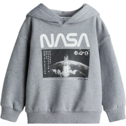 H&M Printed Hoodie - Grey Melange/Nasa (1245286008)