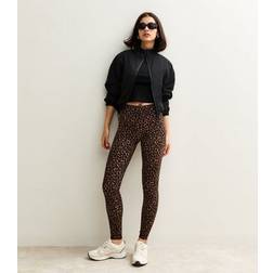 New Look Leopard Print High Waist Leggings - Brown