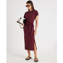 River Island Premium Short Sleeve Knot Midi Dress - Red
