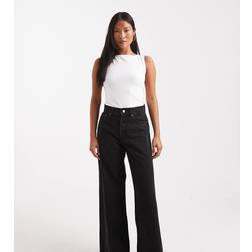 Only Petite Højtaljede Jeans Med Brede Ben - Sort