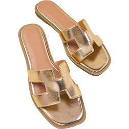 Shein SHUZIA Ladies' Fashionable Flat Sandals - Rose Gold