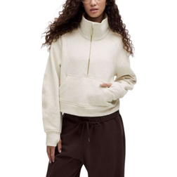 Lululemon Scuba Oversized Funnel Neck Half Zip - Heathered Light Ivory/Gold