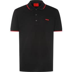 HUGO BOSS Dinoso222 Stretch Cotton Slim Fit Polo Shirt with Printed Logo - Black