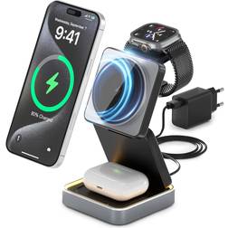 Tigratigro Trådlös Laddare 3-i-1 för iPhone 8/7/SE/6/5/4/3/2
