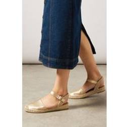Wallis Faux Suede Closed Toe Espadrille Flat Shoes - Gold