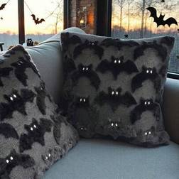 Shein 1pc 3D Plush Bat Throw Pillow Cover Cushion Cover Black (45x45cm)