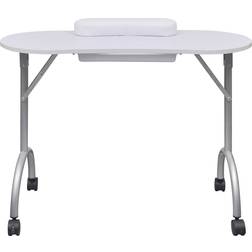 vidaXL Folding Manicure Table with Wheels Black Table