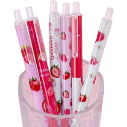 Shein Random Cute Sweet Strawberry Click Gel Pen Black Student Prize Gift 4pcs Back To School