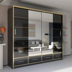 Sliding Wardrobes 4u Sweden High Gloss Black Wardrobe 203x220cm