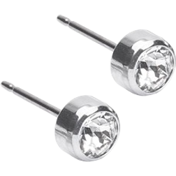 Blomdahl Bezel Earrings - Silver/Transparent