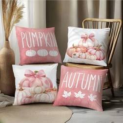 Shein 4pcs Autumn Watercolor Pumpkin Pillow Covers Cushion Cover Multicolour