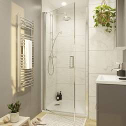 GoodHome Ledava Chrome Effect Clear Glass Pivot Shower Door 195cm W 76cm