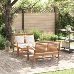 vidaXL Trädgårdsoffset 3 pcs Naturfärg Massivt Teakträ Loungeset