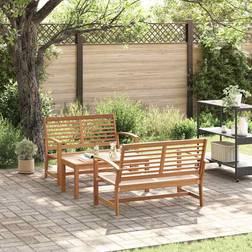 vidaXL Trädgårdsoffset 3 pcs Naturfärg Massivt Teakträ Loungeset