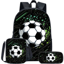 Shein 3pcs Game-Black/Neon/Colours Themed Backpack Set With Lunch Box & Pencil Case&Storage Bag - Polyester