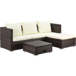 OutSunny 860-091V70BN - Brown Outdoor Lounge Set, 1 Table incl. 2 Sofas