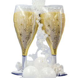 Shein 2pcs Set Happy Birthday Champagne Bottle And Wine Glass Foil Balloons