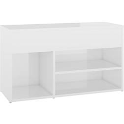 vidaXL Engineered Wood Bench High Gloss White Shoe Rack 80x45cm