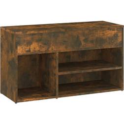 vidaXL Engineered Wood Bench Smoked Oak Shoe Rack 80x45cm