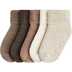 H&M Anti Slip Terry Socks - Dark Brown/Brown (1167722003)