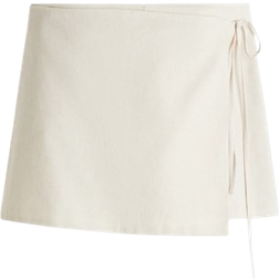 H&M Dame Om-Skorts I Hørblanding - Lys Beige