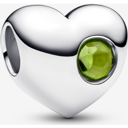 Pandora Engravable August Birthstone Heart Charm - Sterling Silver