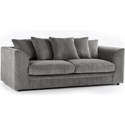 Furnishings For Less UK Luxor Jumbo Cord Grey Sofa 212cm 3 Seater