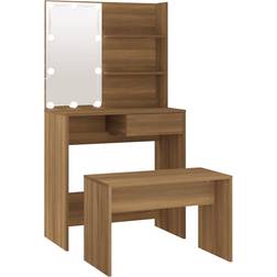 vidaXL makeupbordssæt LED-lys Toiletbord 40x74.5cm 2stk