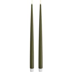 Deluxe Homeart Real Flame Olive Green LED Candle 38cm 2pcs