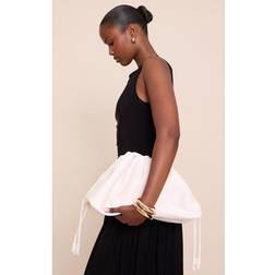 PrettyLittleThing Cream Pu Oversize Drawstring Clutch Bag - White