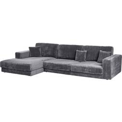 Beliani D'angle À Droite Places En Velours Côtelé Gris Foncé Canapé 350cm Canapé 4 Places