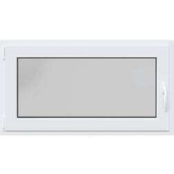 vidaXL Kældervindue Risor 110x60 cm Tilt Drej DIN Venstre Hvid PVC Kældervindue Vindue med 3-lags glas 110x60cm