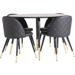 Venture Home Dipp Spisegruppe 115 cm Rund med 4 Velvet Stoler Spisegruppe 115cm 5st