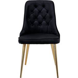 Venture Design Velvet Deluxe Black/Brass Kitchen Chair 89cm 2pcs