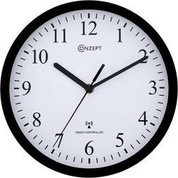 Conzept Radio Controlled Black Wall Clock 25cm