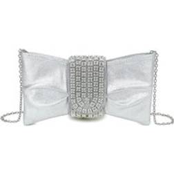 Fontanella Fashion Satin Crossbody Bag With Diamond Decoration - Silver