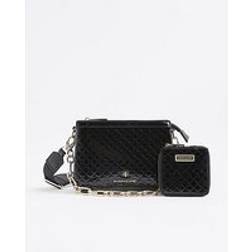 River Island Small Monogram Chain Cross Body Bag - Black