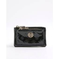 River Island Embossed Monogram Patent Purse - Black