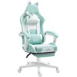 Homcom Gaming Chair With Footrest Light Blue