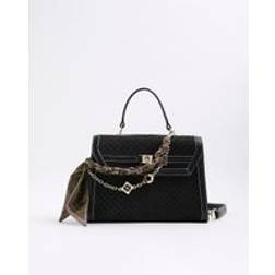 River Island Faux Suede Monogram Charm Tote Bag - Black