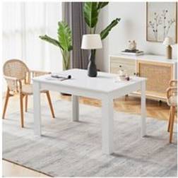 Living and Home Rectangular Wooden White Dining Table