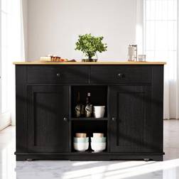 Ebern Designs Kitchen Island Trolley Equipped With Power Strip - Black