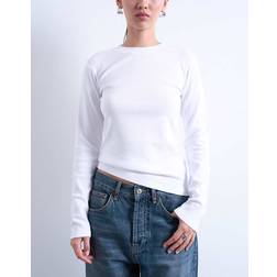 Topshop Hvid Hverdags T-shirt Med Lange Ærmer