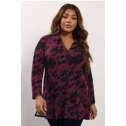 Yours Abstract Print Jersey Shirt Curve - Burgundy