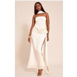 PrettyLittleThing Bandeau Drape Detail Maxi Dress - White
