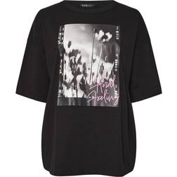 Yours Floral Feeling Oversized T-Shirt - Black
